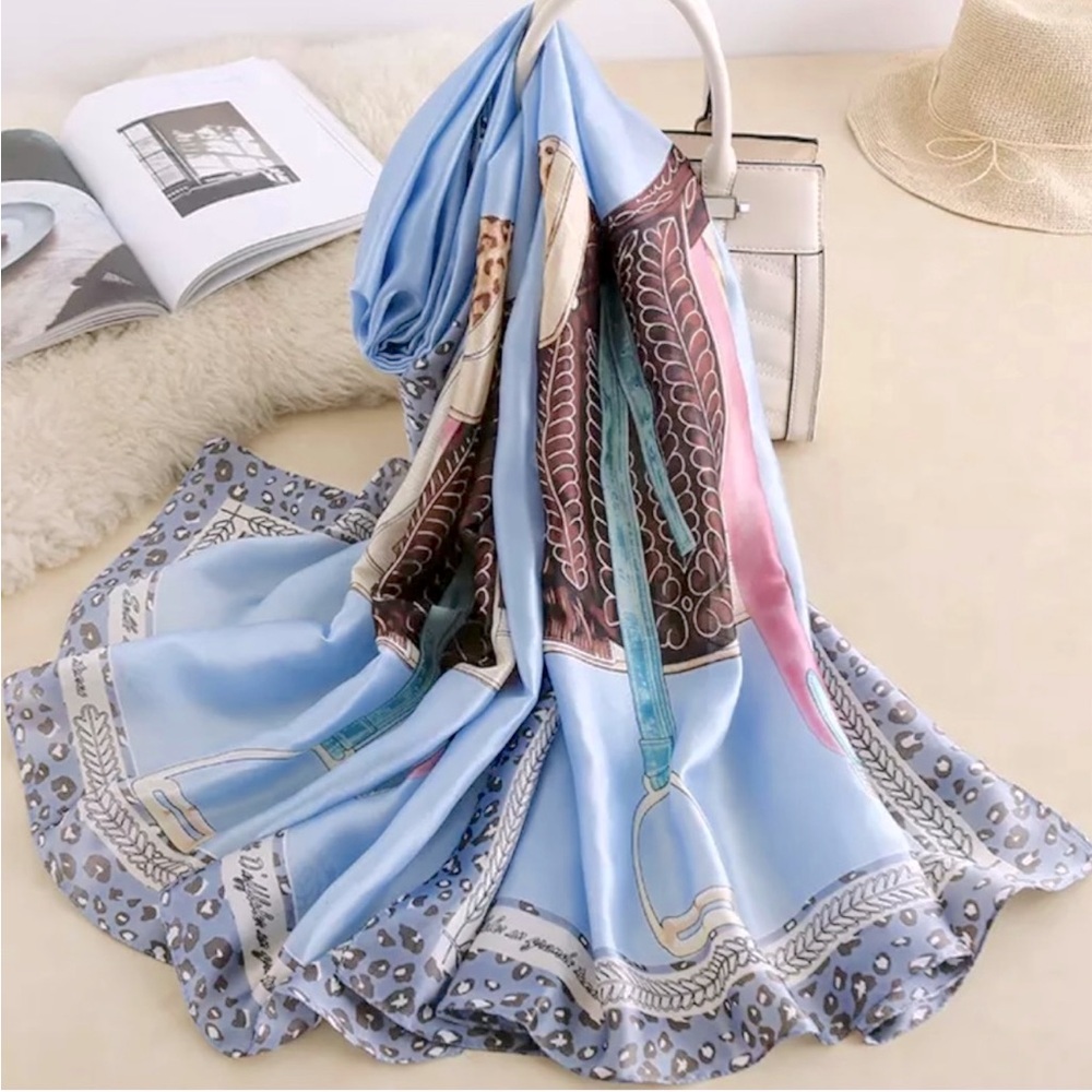 Lightweight Silky Satin Large Shawl Scarf.
